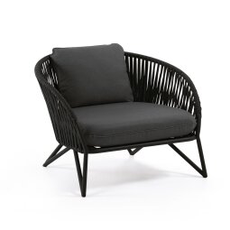 Fauteuil Branzie - corde - structure acier galvanisé noir