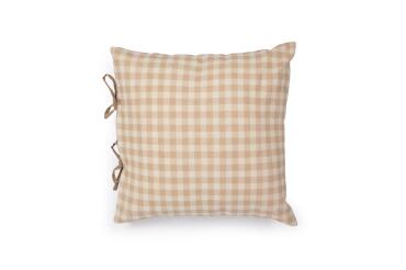 DE_Housse de coussin Bigahel 100% coton à carreaux beige et blanc 45 x 45 cm