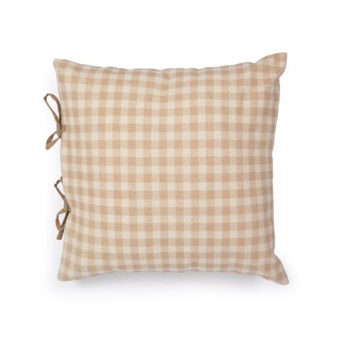 Housse de coussin Bigahel 100% coton à carreaux beige et blanc 45 x 45 cm