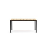 Mesa 100% exterior Bona madera maciza de teca y aluminio con acabado negro 160 x 90 cm