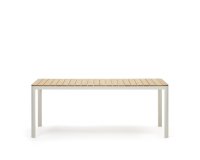 Mesa 100% exterior Bona madera maciza de teca y aluminio con acabado blanco 200 x 100 cm