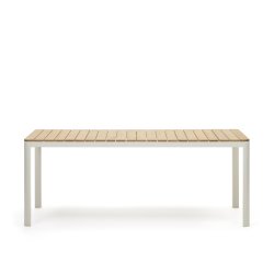 Mesa 100% exterior Bona madera maciza de teca y aluminio con acabado blanco 200 x 100 cm
