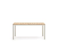 Mesa 100% exterior Bona madera maciza de teca y aluminio con acabado blanco 160 x 90 cm