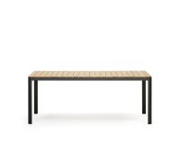 Mesa 100% exterior Bona madera maciza de teca y aluminio con acabado negro 200 x 100 cm
