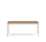 Canyelles extendable outdoor table, plastic lumber and matte white aluminium, 180 (240) x 100 cm