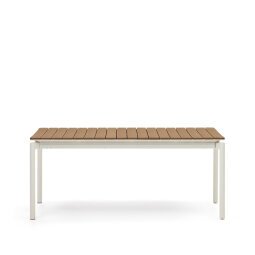 Mesa extensible de exterior Canyelles de polimadera y aluminio blanco mate 180(240) x 100 cm