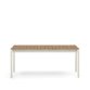 Canyelles extendable outdoor table, plastic lumber and matte white aluminium, 180 (240) x 100 cm