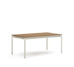 Canyelles extendable outdoor table, plastic lumber and matte white aluminium, 180 (240) x 100 cm