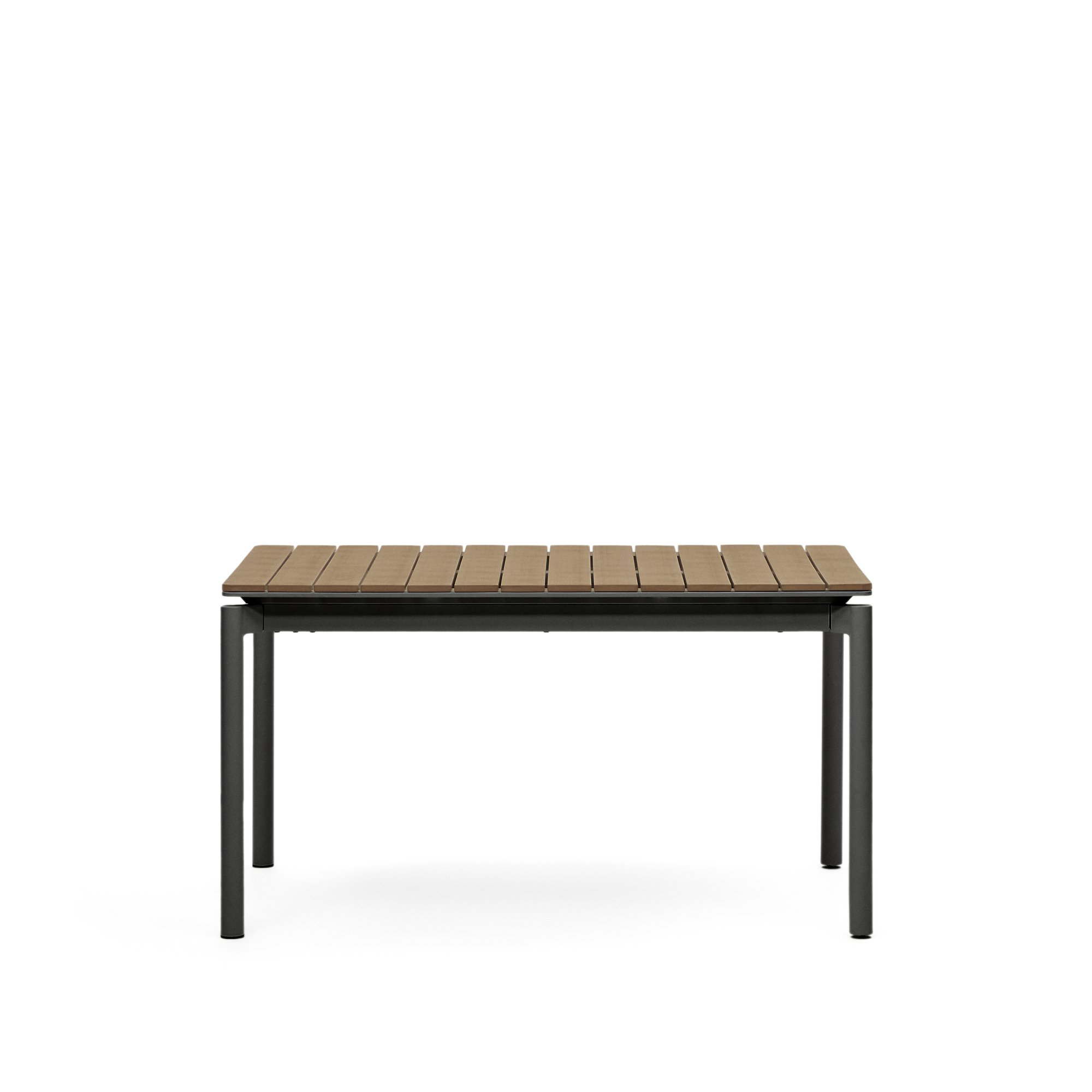 DE_Table extensible de jardin Canyelles en bois d'œuvre en plastique et aluminium noir mat 140 (200) x 90 cm