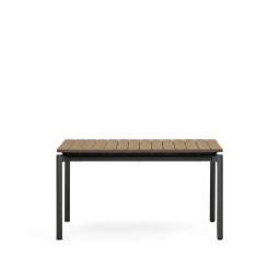 Table extensible de jardin Canyelles en bois d'œuvre en plastique et aluminium noir mat 140 (200) x 90 cm