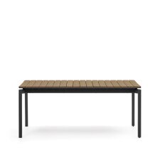 Table d'extérieur extensible Canyelles - bois - pieds métal noir mat 180(240) x 100 cm