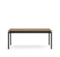 Mesa extensible de exterior Canyelles de polimadera y aluminio negro mate 180(240) x 100 cm