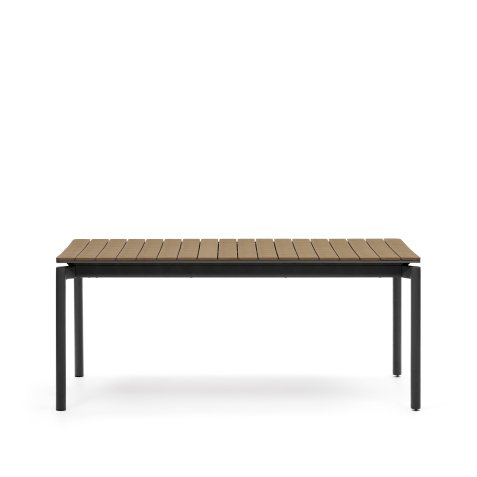 Canyelles extendable outdoor table, plastic lumber & matte black aluminium, 180(240) x 100 cm