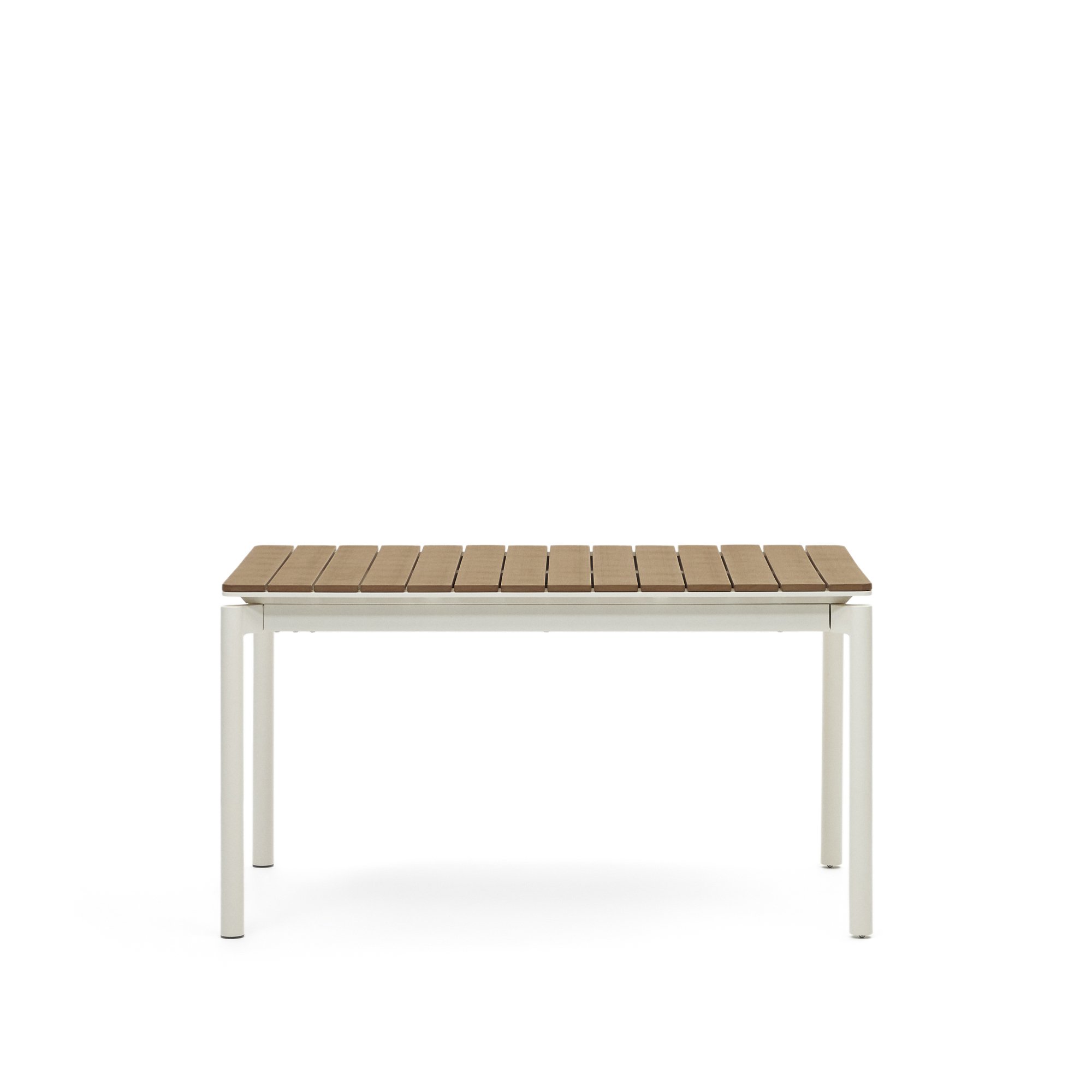 DE_Table extensible de jardin Canyelles en bois d'œuvre en plastique et aluminium blanc mat 140 (200) x 90 cm