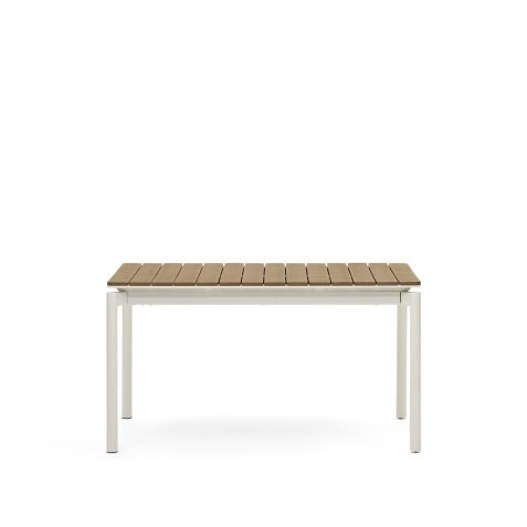 DE_Table extensible de jardin Canyelles en bois d'œuvre en plastique et aluminium blanc mat 140 (200) x 90 cm