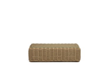 Portlligat 100% outdoor faux rattan coffee table in a natural finish, 110 x 60 cm