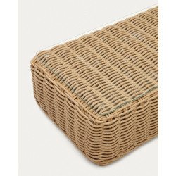 Table basse d'extérieur Portlligat rotin synthétique finition naturelle 110 x 60 cm