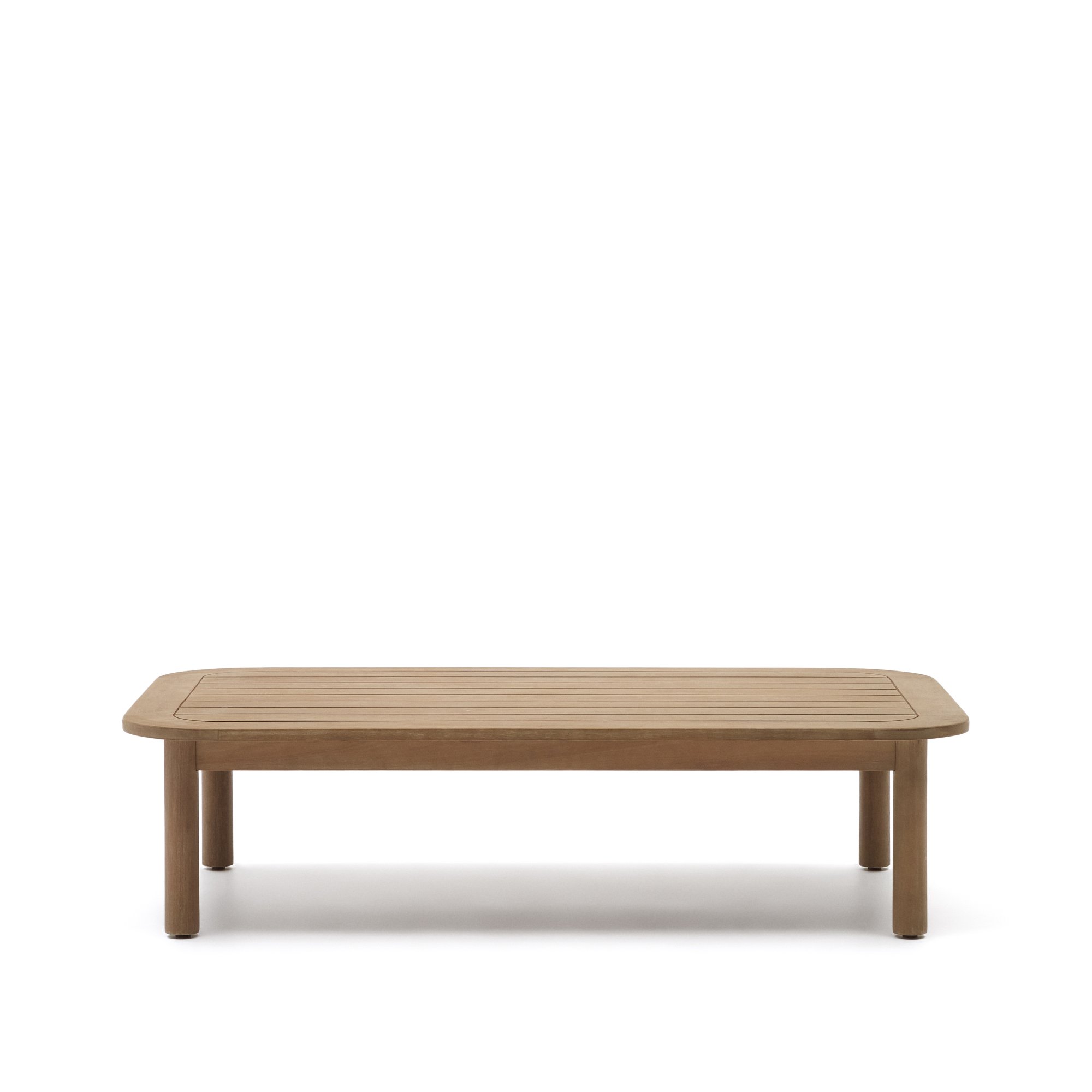 Table basse 100 % d'extérieur Sacova en bois d'eucalyptus massif 140 x 89 cm