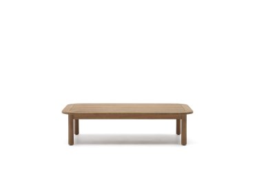 Table basse 100 % d'extérieur Sacova en bois d'eucalyptus massif 140 x 89 cm