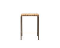 Mesa alta exterior Salguer madera maciza acacia y acero acabado marrón 70 x 70 cm FSC 100%