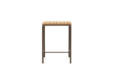 Table haute d'extérieur Salguer - bois acacia massif  pied acier marron L 70 x P 70 cm