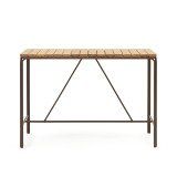 Table d'extérieur haute Salguer - bois acacia massif pied acier marron  L140 x P 70 cm