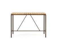 Mesa alta exterior Salguer madera maciza acacia y acero marrón 140 x 70 cm FSC 100%