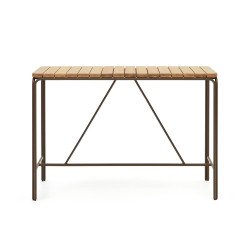 Mesa alta exterior Salguer madera maciza acacia y acero marrón 140 x 70 cm FSC 100%