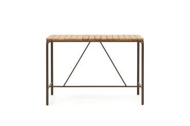 Salguer solid acacia & brown steel bar table, outdoor suitable, 140 x 70 cm FSC 100%