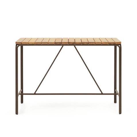 Salguer solid acacia & brown steel bar table, outdoor suitable, 140 x 70 cm FSC 100%