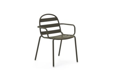 Joncols outdoor aluminium chair with a powder coated green finish