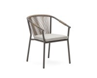 Silla de exterior Xelida de alumino y cuerda marrón