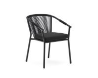 Silla de exterior Xelida de alumino y cuerda negro