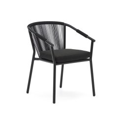 Silla de exterior Xelida de alumino y cuerda negro