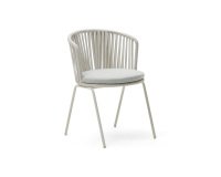 Silla exterior Saconca de cuerda y acero con acabado pintado gris