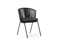 Silla exterior Saconca de cuerda y acero con acabado pintado negro