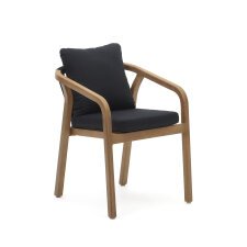 Malaret chair in solid eucalyptus and black cord, FSC