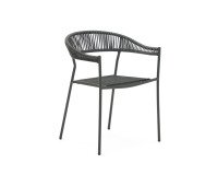 Silla de exterior Futadera de cuerda sintética gris y acero con pintado gris