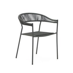 DE_Chaise de jardin Futadera en corde synthétique grise et acier peint gris