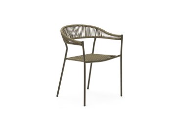 Futadera outdoor chair in green synthetic cord and green painted steel