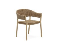 Silla 100% exterior Pola de madera maciza eucalipto y ratán sintético acabado natural FSC