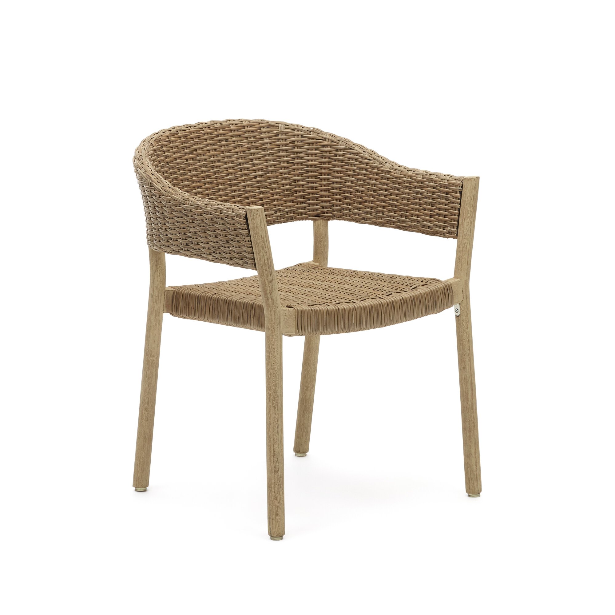 Pola 100% outdoor chair in solid eucalyptus and faux-rattan with a natural finish, FSC