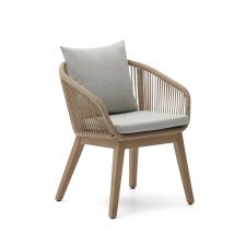 Portalo chair in beige cord with solid acacia wood legs