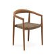 Ydalia stackable outdoor chair in solid teak wood with natural finish and beige rope