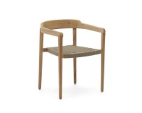 Silla apilable Icaro de madera maciza de teca con acabado natural y cuerda beige FSC 100%