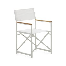 Chaise d'extérieur pliante Llado - aluminium et accoudoirs en bois de teck massif