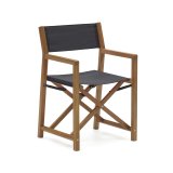 Chaise de jardin pliante Thianna noire et en bois d'acacia FSC 100%