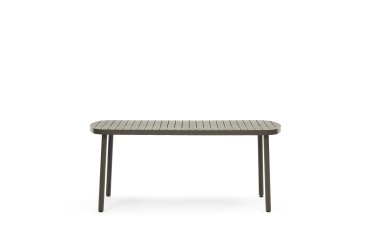 Joncols outdoor aluminium table with a powder coated green finish, 180 x 90 cm