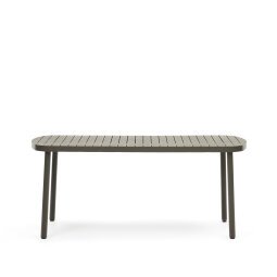 Joncols outdoor aluminium table with a powder coated green finish, 180 x 90 cm