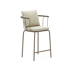 Taburete Salguer de cuerda y acero con acabado pintado marrón 66 cm